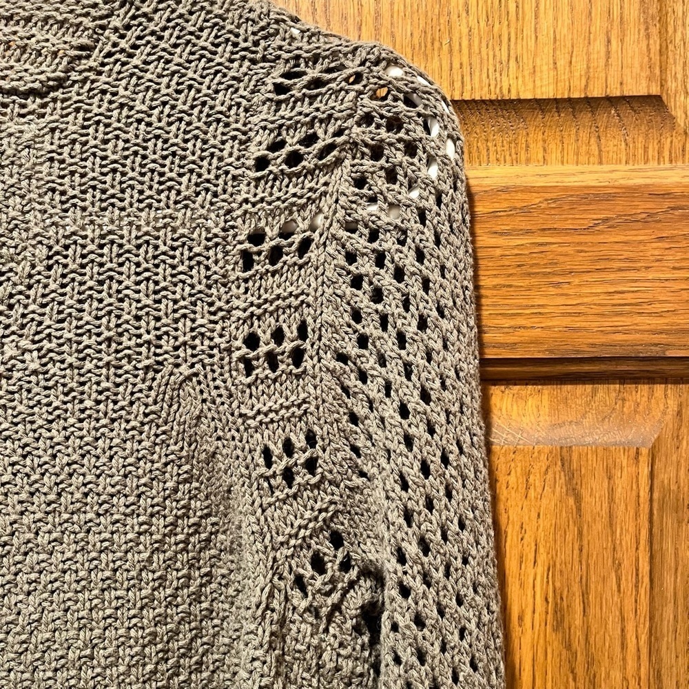 Angel Of The North Mossy Green Loose Knit Cotton Blend Cardigan - size XS - Picture 9 of 12